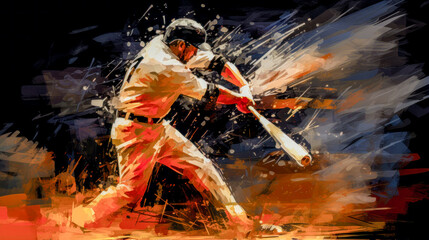 Wall Mural - Abstract Acryl Oil Surreal Baseball Softball The Batter Tries to Hit the Ball Digital Art Wallpaper Background Cover Brainstorming