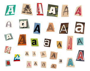 Letter A, Retro Magazine Newspaper Cutout Letter