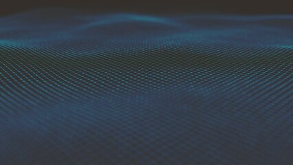 Poster - Abstract Minimal Mesh Waving Background/ 4k animation of an abstract fractal background with mesh surface and particle lines waving and depth of field blur