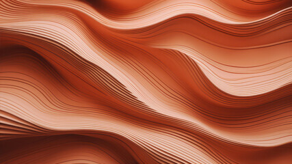 Poster - abstract background with smooth wavy lines in brown and orange colors
