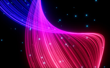 Poster - Abstract glowing particles trail, magic glow energy motion particles.