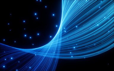 Poster - Abstract glowing particles trail, magic glow energy motion particles.