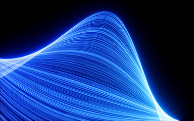 Poster - Abstract glowing particles trail, magic glow energy motion particles.