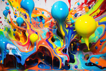 Poster - abstract background of colorful paint splashing on the wall closeup