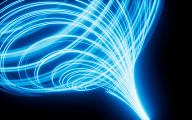 Poster - Abstract glowing particles trail, magic glow energy motion particles.