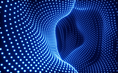 Poster - Abstract neon tunnel, neon wormhole, 3d rendering.