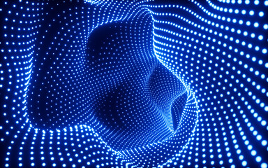 Poster - Abstract neon tunnel, neon wormhole, 3d rendering.