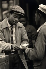 Wall Mural - African American family business man on the street