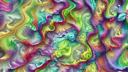 Wall Mural - Abstract colorful holographic animation. Multicolor liquid gradient background. Beautiful gradient texture, Moving abstract multicolored background