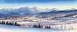 Winter landscape with mountains in watercolor style. Generative AI