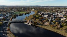 Aerial View Of Harvard And Charles River In The Fall