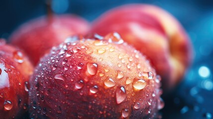 Sticker -  a close up of some apples with water droplets on them.  generative ai