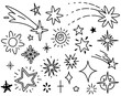 Handdrawn stars vector svg - Line star doodle set - Star shine glow, spark glitter, sparkle light vector illustration - Hand drawn sketch doodle style
