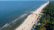 Palanga Lithuania, baltic sea, sandy beach. Drone view, aerial
