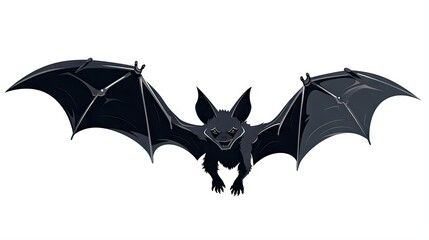 Sticker -  a black bat flying through the air on a white background.  generative ai