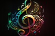neon note, musical note, big note, digital art style, illustration painting
