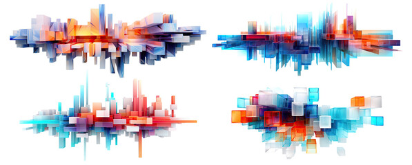 Set of abstract digital design elements, cut out