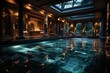 Spa's hydrotherapy pool with bubbling jets, offering relaxation and hydro-massage, Generative AI