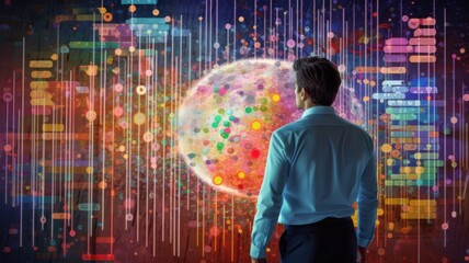 Leinwandbilder - Visualize a person analyzing market data and competition to develop marketing and sales solutions
