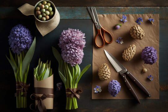 Homemade bouquets, needlework from cones, a bouquet for a person, digital art style
