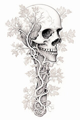 Poster - A line art depiction of the trachea, with cartilage rings and branching bronchi.