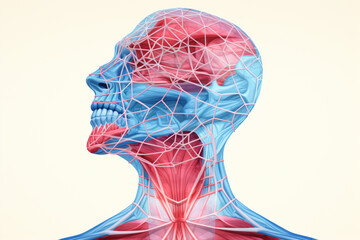 Poster - A line art image of the thyroid gland, indicating its lobes and isthmus.