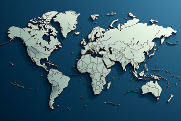 Poster - A globe, capturing the continents and oceans in minimalist style