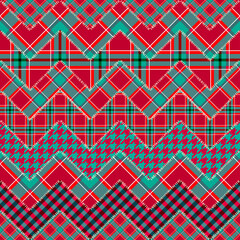 Fototapete - Patchwork textile pattern. Seamless quilting design background. Merry Christmas cozy pattern.