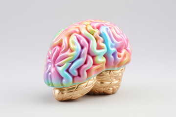 Poster - A pastel rainbow brain with shimmering gold accents, symbolizing the brilliance and diversity of human thoughts. 