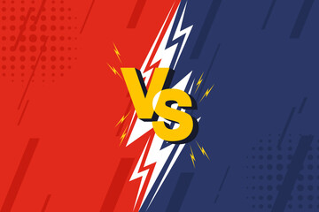 Wall Mural - Versus banner. VS. Game battle separation of two color, red and blue. Vector illustration template, background and poster.	