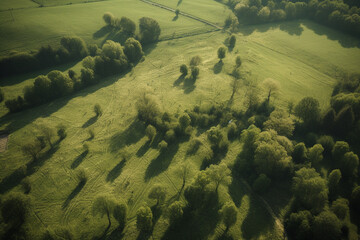 Wall Mural - Aerial view of field of tree generative AI