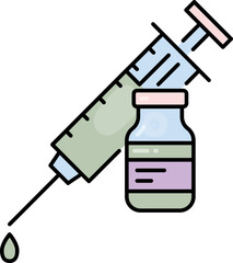 Poster - Covid-19 vaccine line icon