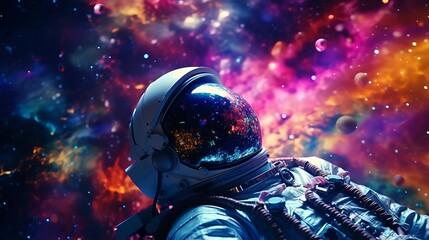 Wall Mural - A man in a space suit looking at the stars