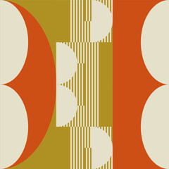 Fototapete - Modern vector abstract  geometric background with circles, rectangles, squares and stripes  in retro Bauhaus style. Pastel colored