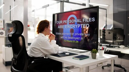 Poster - Ransomware Malware Attack. Business Computer Hacked