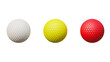 yello, white and red golf ball isolated on white, PNG transparent