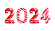 2024 made from sweet caramel canes candies, new year