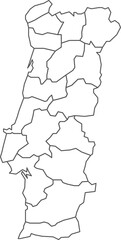  Map of Portugal with detailed country map, line map.
