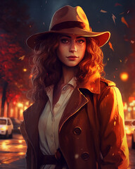 A beautiful young female detective