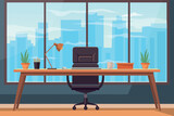 Fototapeta Big Ben - Empty modern office interior. Office interior in flat design Modern business workspace. Vector stock