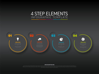 Poster - Simple dark four steps infographic template on dark gradient background