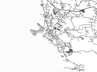 greyscale vector city map of binangonan in the philippines with with water, fields and parks, and ro