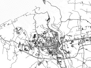 greyscale vector city map of butuan in the philippines with with water, fields and parks, and roads 