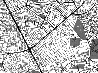 greyscale vector city map of makati city in the philippines with with water, fields and parks, and r