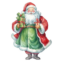 Wall Mural - Old fashioned Saint Nick santa claus with gifts