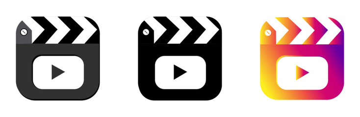 Poster - Watch icon set video player cinema social media video concept vector on isolated white background eps10