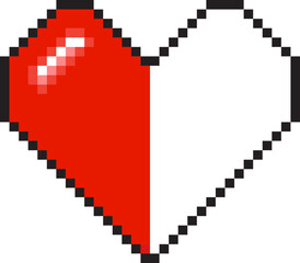 Wall Mural - Red heart pixel art 8-bit icon vector 