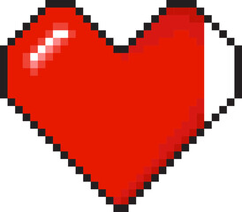 Wall Mural - Red heart pixel art 8-bit icon vector 