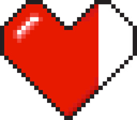 Wall Mural - Red heart pixel art 8-bit icon vector 