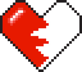 Wall Mural - Red heart pixel art 8-bit icon vector 